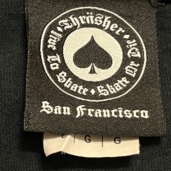 THRASHER MAGAZINE LONG SLEEVE ROLLED HEM BLACK T-SHIRT UNISEX SIZE LARGE - Picture 11 of 11